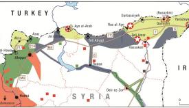 Χάρτης των κουρδικών περιοχών στην Βόρεια Συρία.