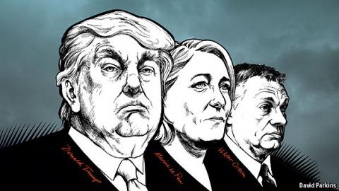 Ντόναλντ Τραμπ, Μαρίν Λεπέν, Βίκτορ Ορμπάν, οι βασικοί εκπρόσωποι του ιδεολογικού ρεύματος της Νέας Δεξιάς.